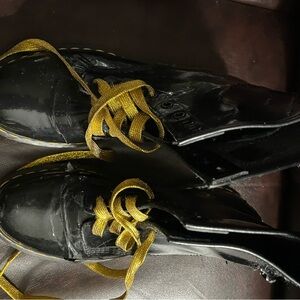 Dr. Martens Black leather Combat Boots with Gold Laces